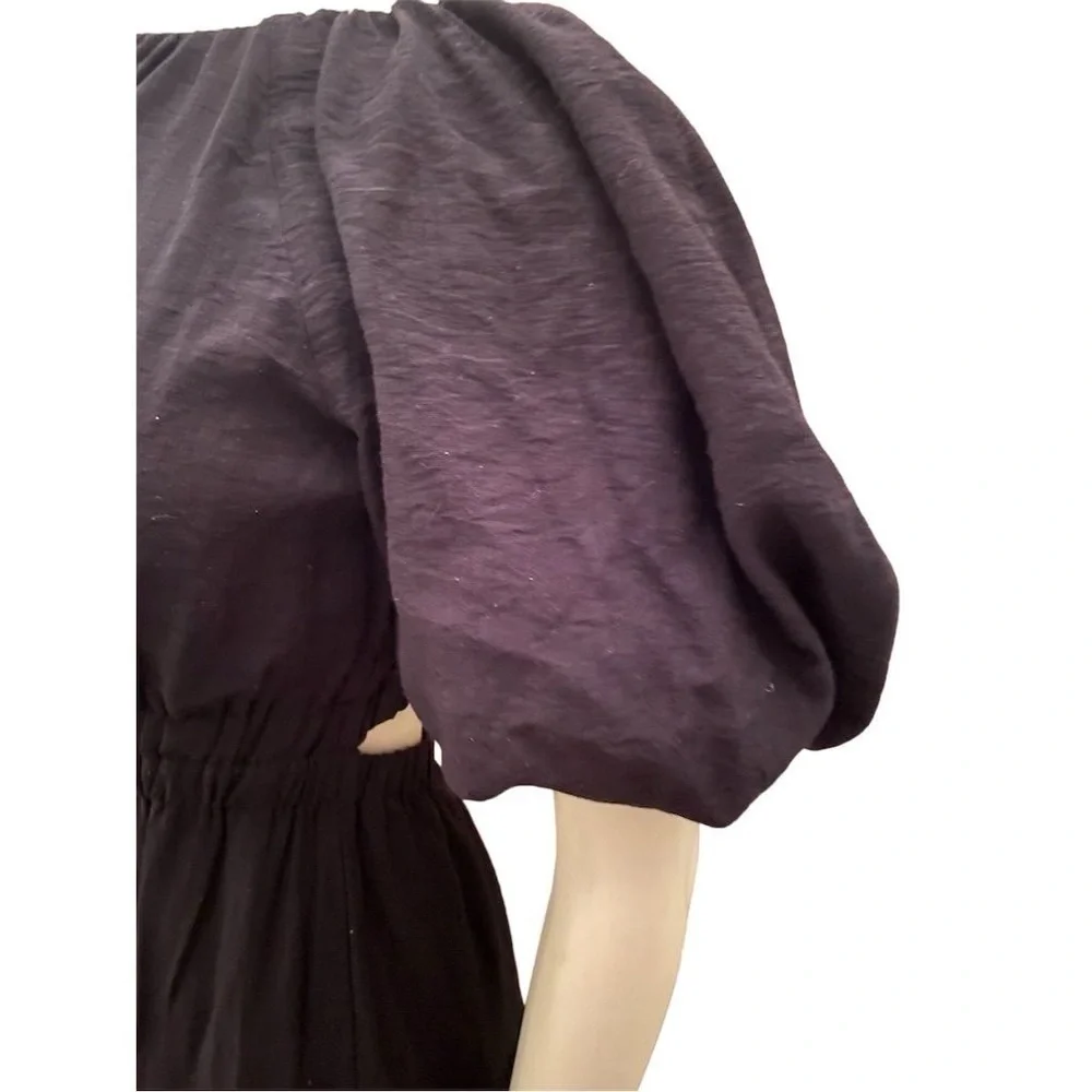 ANTHROPOLOGY MOON RIVER PUFF SLEEVE BACK CUTOUT SMOCKED WAIST MIDI DRESS SMALL - Picture 6 of 16